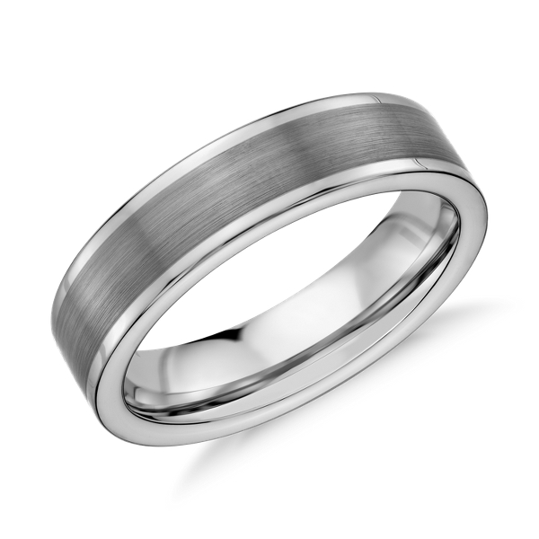 Satin Finish Wedding Ring in Gray Tungsten Carbide (6mm)