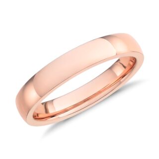 Low Dome Comfort Fit Wedding Ring in 14k Rose Gold (4mm)