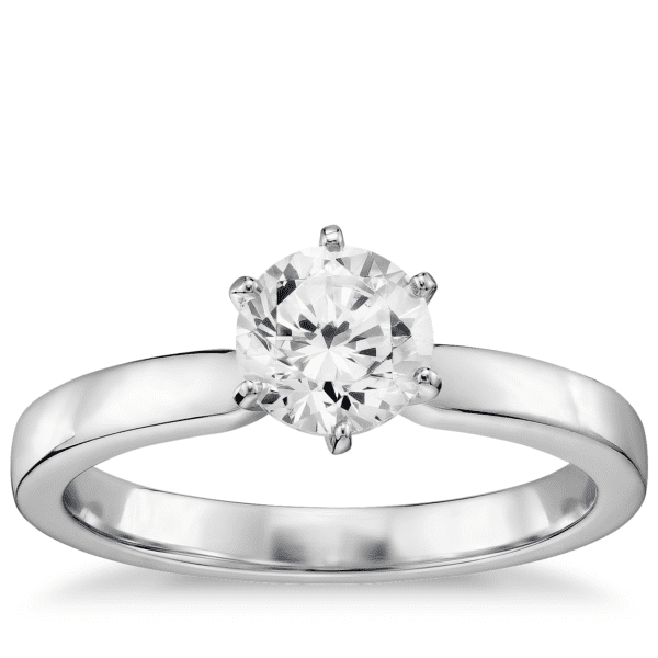 1/3 Carat Ready-to-Ship Six-Prong Low Dome Comfort Fit Solitaire Engagement Ring in 14k White Gold (2 mm)
