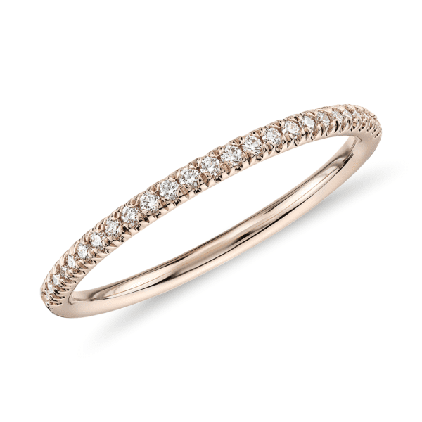 Petite Micropave Diamond Ring in 14k Rose Gold (1/10 ct. tw.)