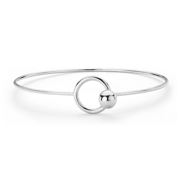 Open Circle Bead Bangle Bracelet in Sterling Silver