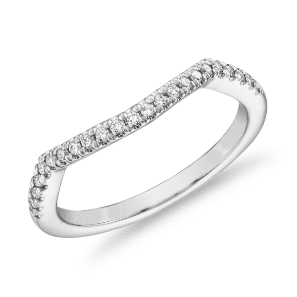 Curved Twist Halo Diamond Wedding Ring in 14k White Gold (1/8 ct. tw.)