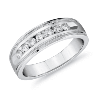 Milgrain Channel Set Diamond Wedding Ring in 14k White Gold (1/2 ct. tw.)