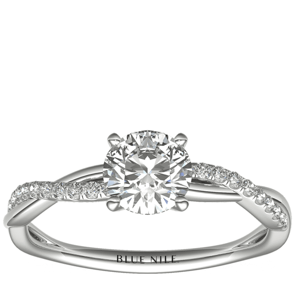 3/4 Carat Ready-to-Ship Petite Twist Diamond Engagement Ring in 14k White Gold