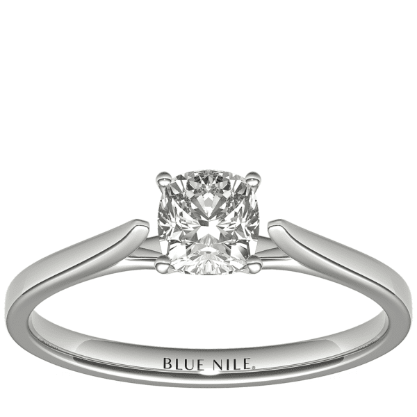 3/4 Carat Astor Cushion-Cut Petite Cathedral Solitaire in Platinum (F/VS2) Ready-to-Ship