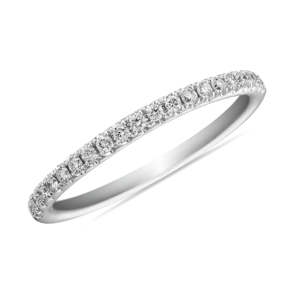 Riviera Pave Diamond Ring in 14k White Gold (1/6 ct. tw.)