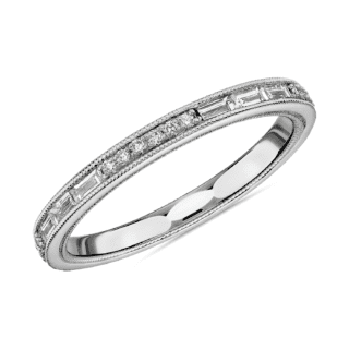 ZAC ZAC POSEN Baguette & Round Diamond Milgrain Edge Eternity Wedding Ring in 14k White Gold (1/2 ct. tw.)