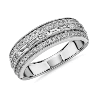 ZAC ZAC POSEN Triple Row East-West Baguette & Pave Diamond Wedding Ring in 14k White Gold (3/4 ct. tw.)