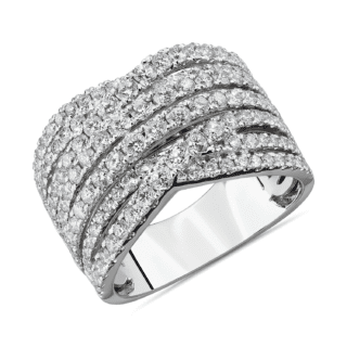 Diamond Alternating Woven Fashion Ring in 14k White Gold (2 ct. tw.)