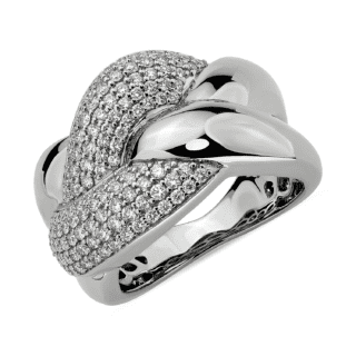 Diamond Link Intertwined Fashion Ring in 14k White Gold (1 ct. tw.)