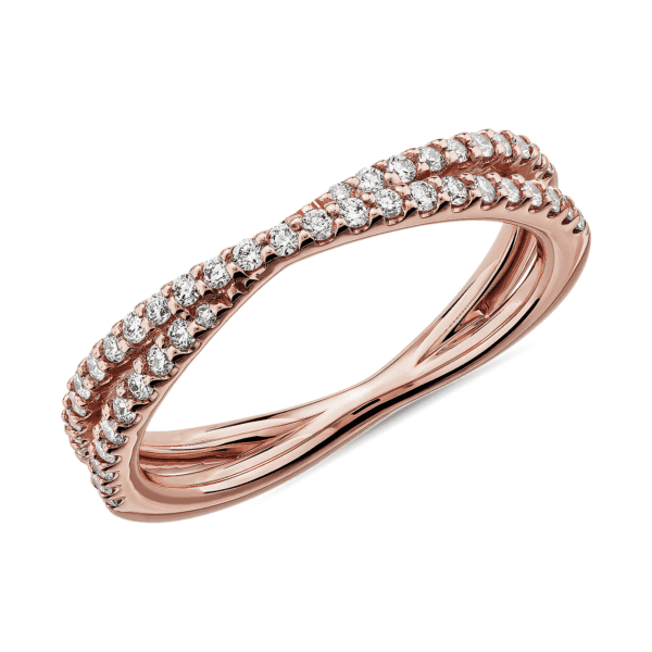 Contemporary Criss-Cross Diamond Ring in 14k Rose Gold (1/4 ct. tw.)