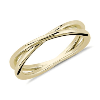Contemporary Criss-Cross Ring in 14k Yellow Gold