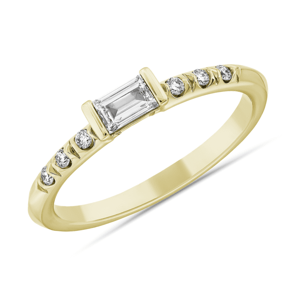 LIGHTBOX Lab-Grown Diamond Baguette Stackable Ring in 14k Yellow Gold (1/3 ct. tw.)