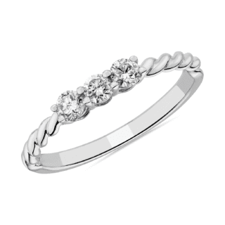 Mini Three Stone Stackable Ring in 14k White Gold (1/3 ct. tw.)