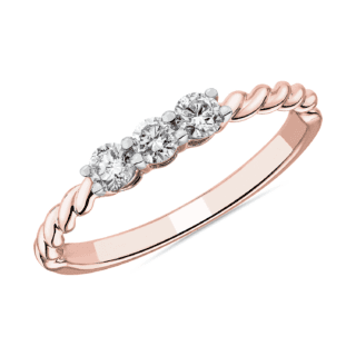 Mini Three Stone Stackable Ring in 14k Rose Gold (1/3 ct. tw.)