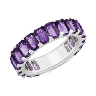Octagon Amethyst Eternity Band in Sterling Silver