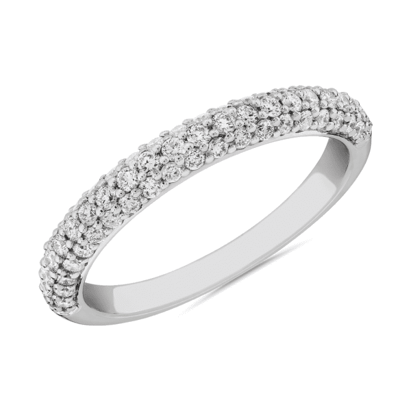 Three Row Dome Pave Anniversary Ring in Platinum (1/2 ct. tw.)
