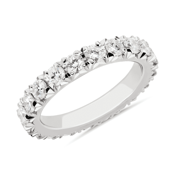 French Pave Diamond Eternity Band in 14k White Gold (2 ct. tw.)