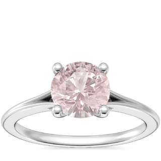 Petite Split Shank Solitaire Engagement Ring with Round Morganite in 14k White Gold (6.5mm)