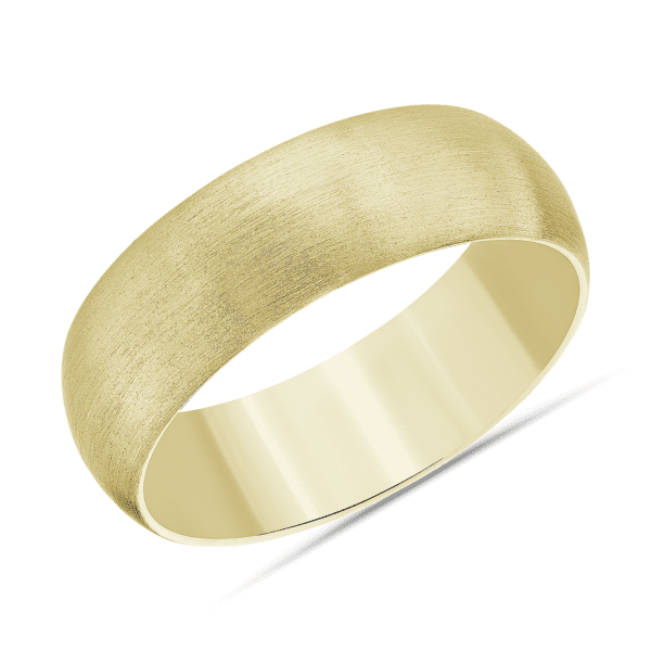 Matte Mid-weight Comfort Fit Wedding Band in 14k Yellow Gold (7mm)