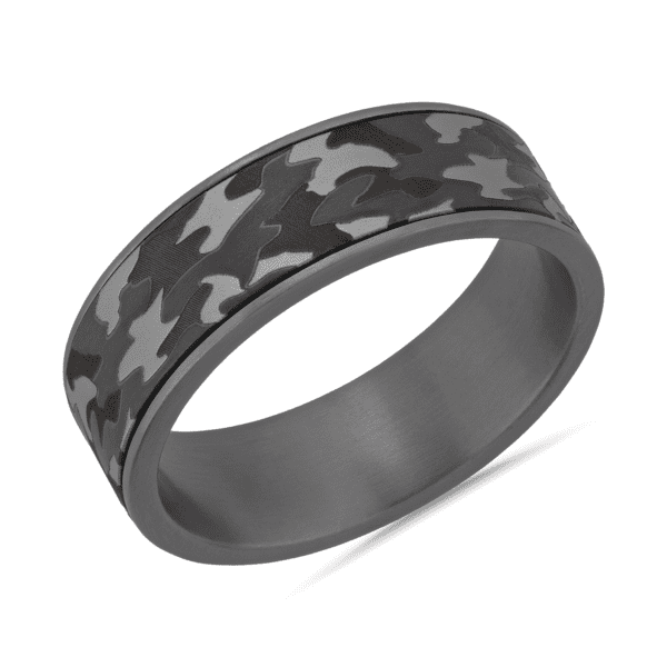Grey Camo Wedding Ring in Tantalum (7.5mm)