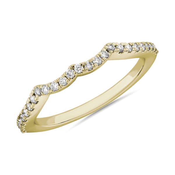 Double Twist Matching Diamond Wedding Ring in 14k Yellow Gold (1/6 ct. tw.)
