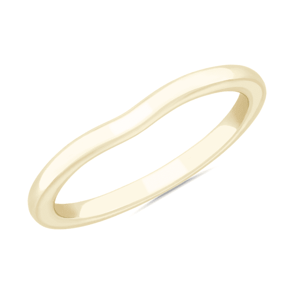 Plain Curved Matching Wedding Band in 14k Yellow Gold