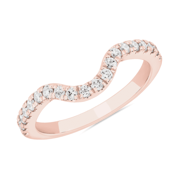 Vintage Curved Matching Diamond Wedding Ring in 14k Rose Gold (1/3 ct. tw.)