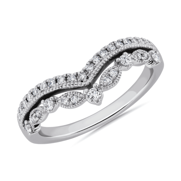 Regal Curved Diamond Band in 14k White Gold (1/4 ct. tw.)