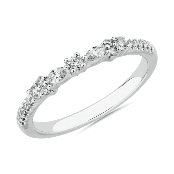Marquise and Round Bow Diamond Band in 14k White Gold (1/5 ct. tw.)