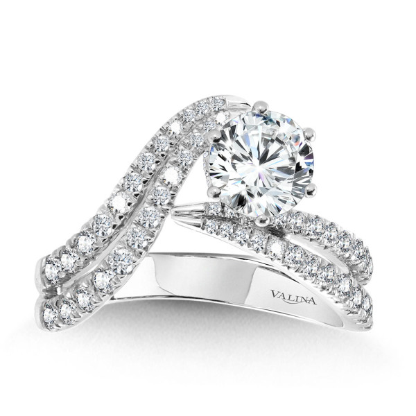 asymmetrical six prong bypass split shank hidden halo diamond engagement ring r2291w sr 1